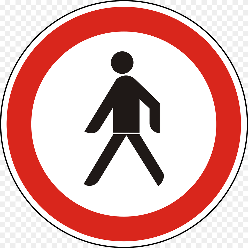 No Pedestrians Sign In Hungary Clipart, Symbol, Road Sign, Adult, Male Free Png