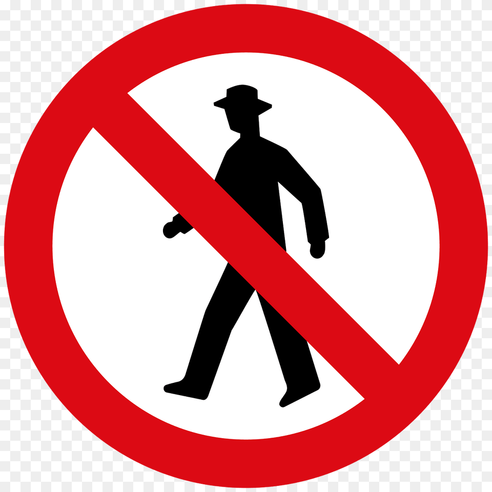 No Pedestrians Sign In Liberia Clipart, Symbol, Adult, Male, Man Free Transparent Png