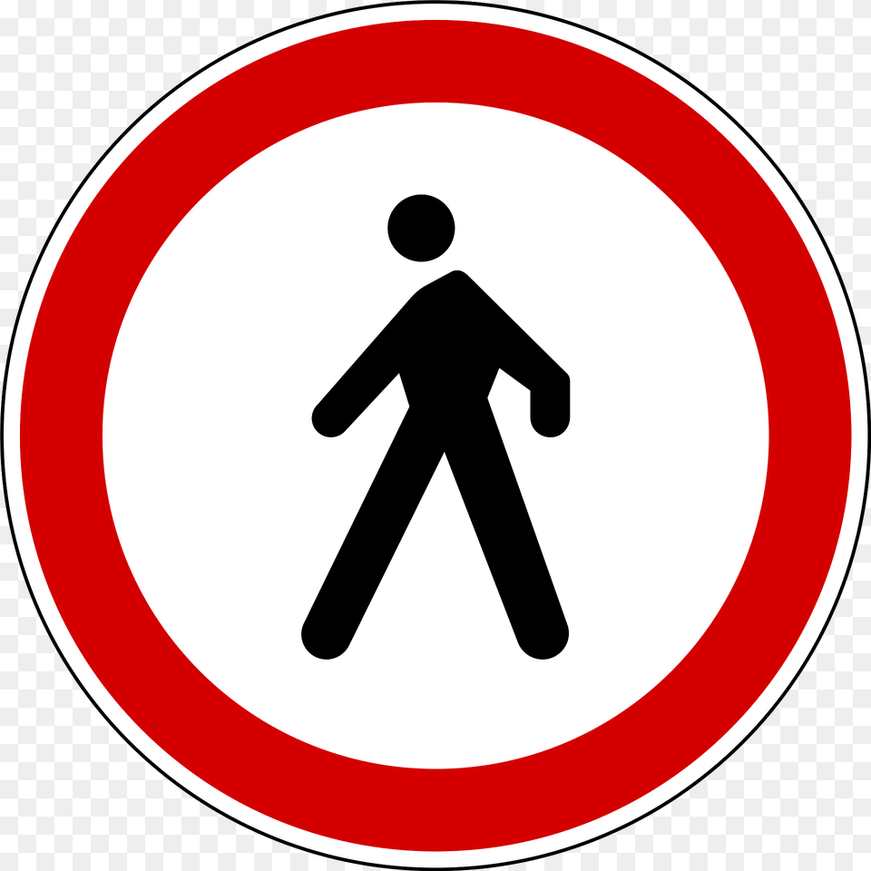 No Pedestrians Sign In Slovenia Clipart, Symbol, Road Sign, Disk Free Png Download