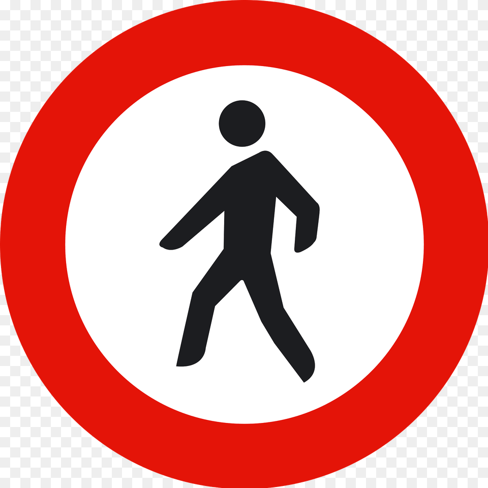 No Pedestrians Sign In Spain Clipart, Symbol, Road Sign, Adult, Female Png