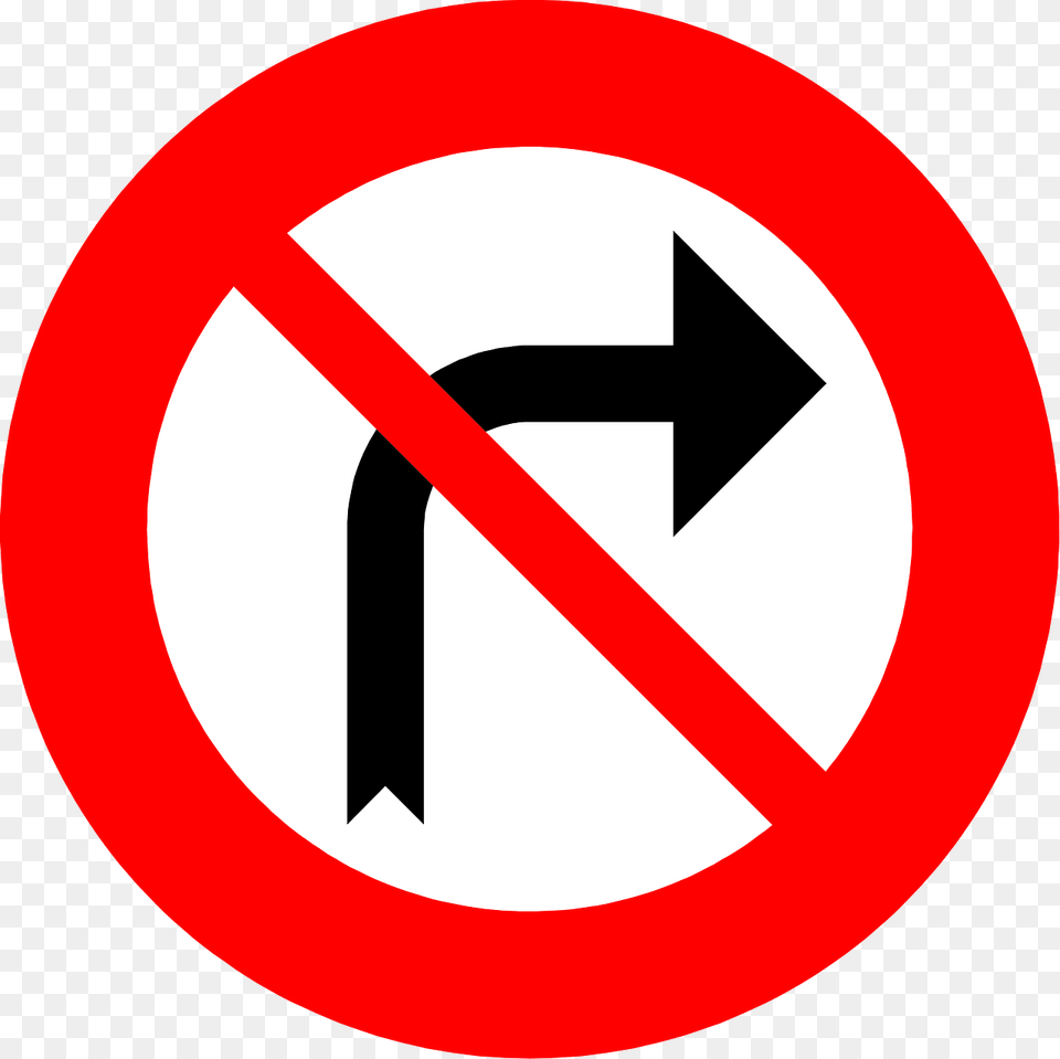 No Right Turn Sign In Belgium Clipart, Symbol, Road Sign Free Png Download