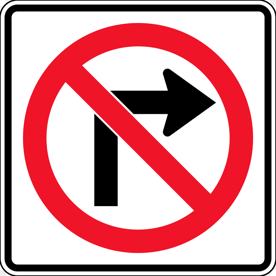 No Right Turn Sign In British Columbia Clipart, Road Sign, Symbol Png Image