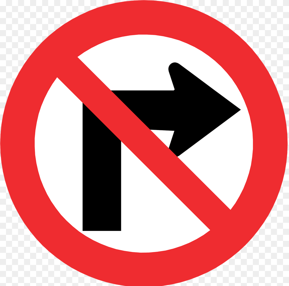 No Right Turn Sign In Chile Clipart, Symbol, Road Sign Free Png Download