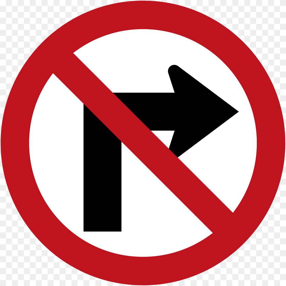 No Right Turn Sign In Colombia Clipart, Symbol, Road Sign Free Png