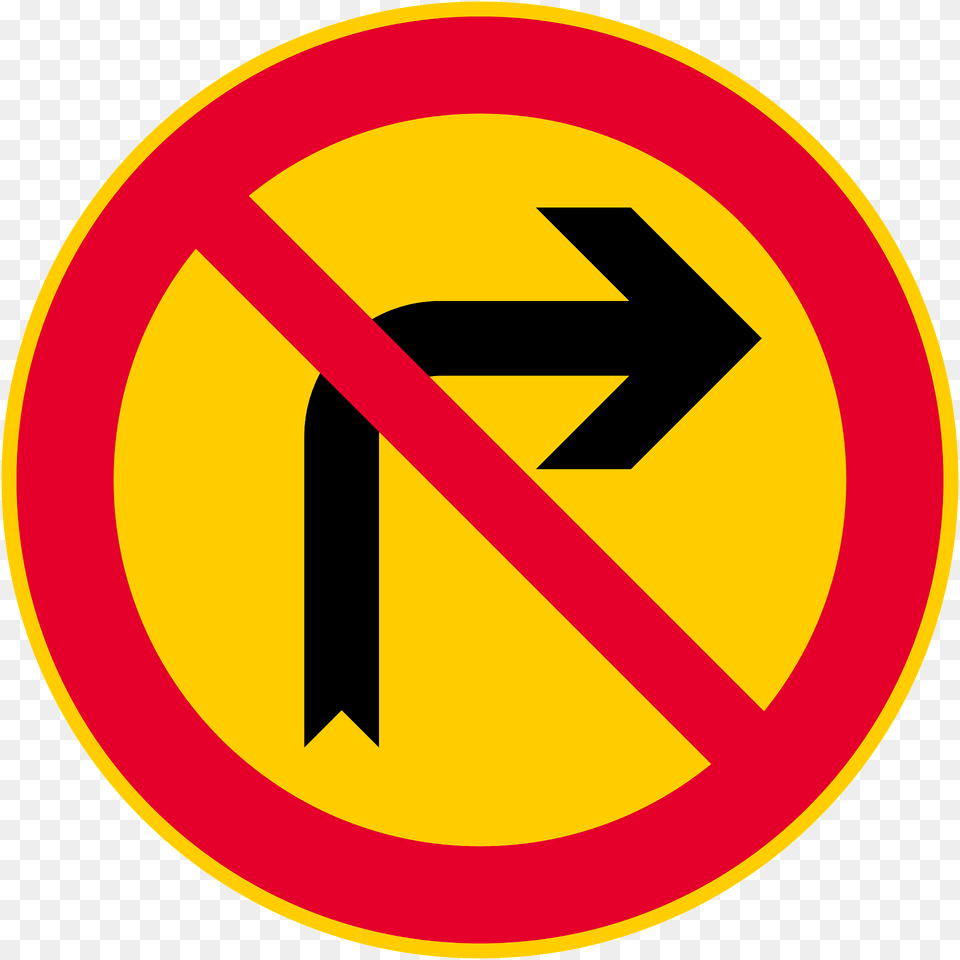 No Right Turn Sign In Finland Clipart, Symbol, Road Sign Free Png