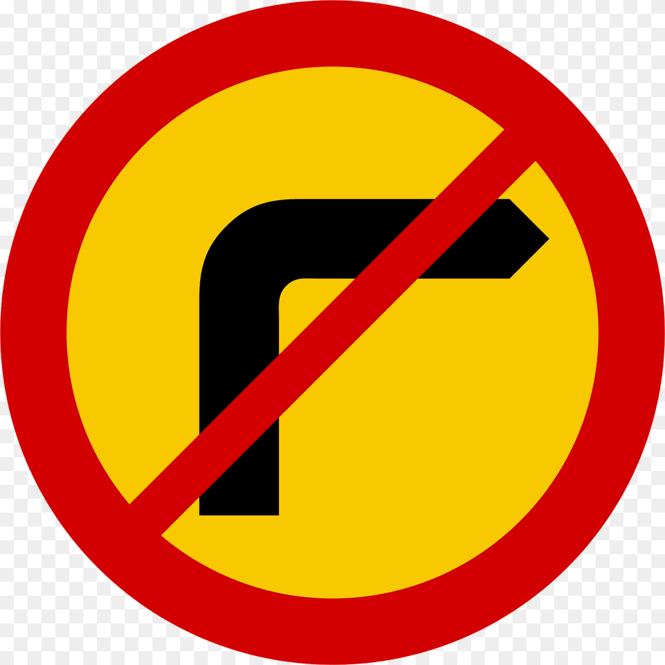 No Right Turn Sign In Iceland Clipart, Symbol, Road Sign Free Png