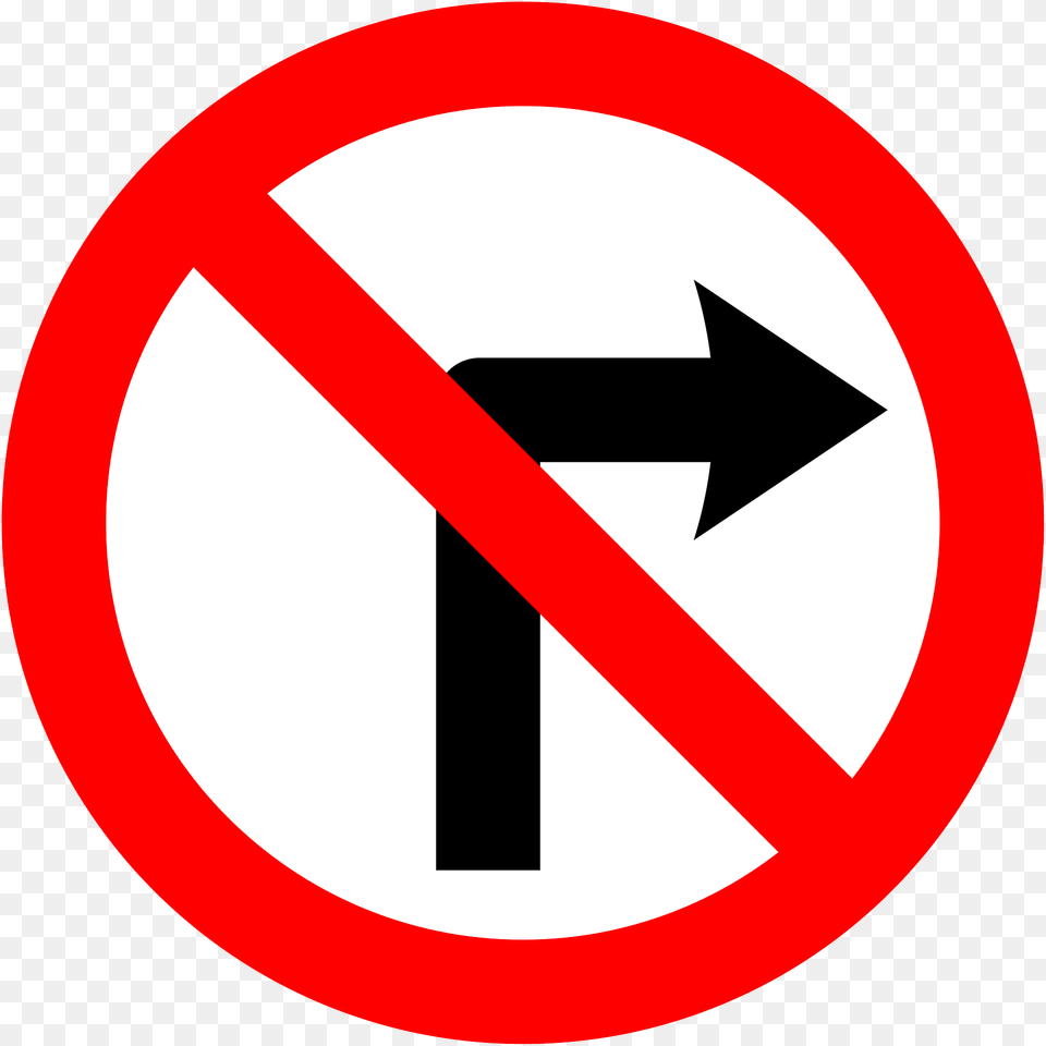 No Right Turn Sign In Ireland Clipart, Symbol, Road Sign Free Transparent Png