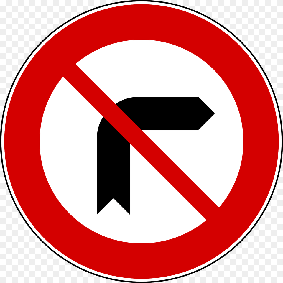 No Right Turn Sign In Italy Clipart, Symbol, Road Sign, Disk Png Image