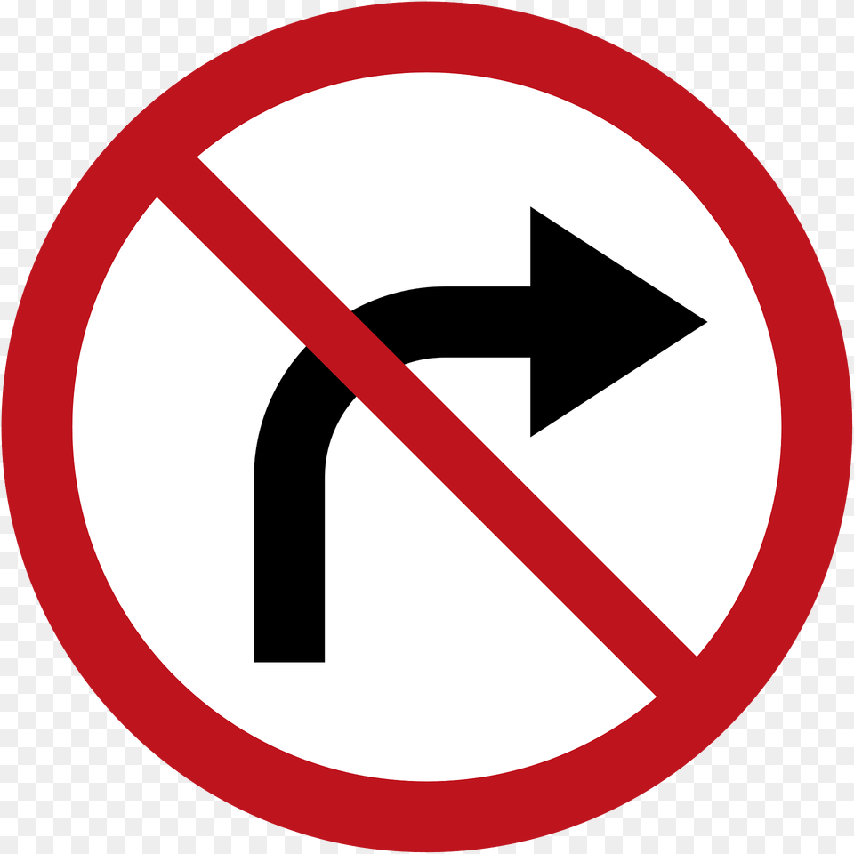 No Right Turn Sign In Jamaica Clipart, Symbol, Road Sign Png
