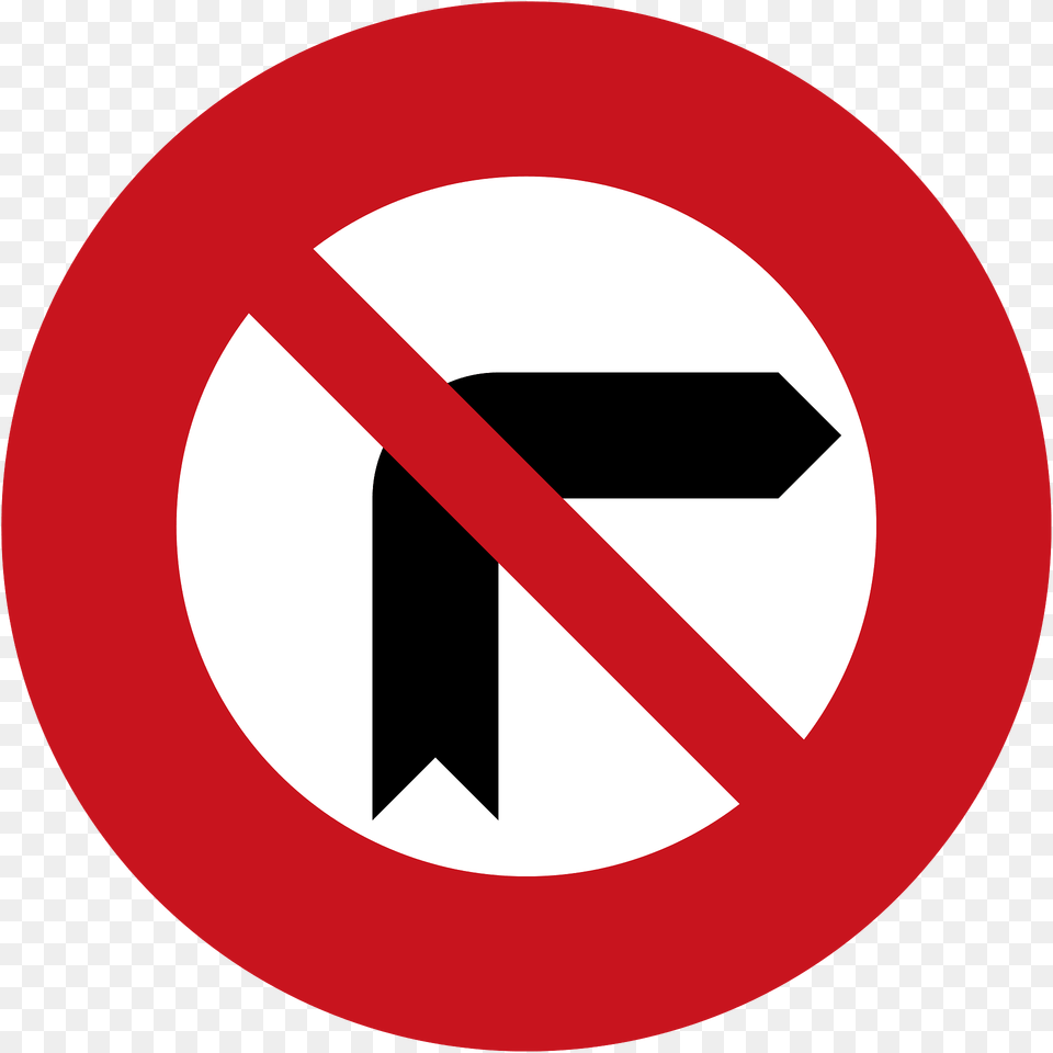 No Right Turn Sign In Malaysia Clipart, Symbol, Road Sign, Disk Free Png