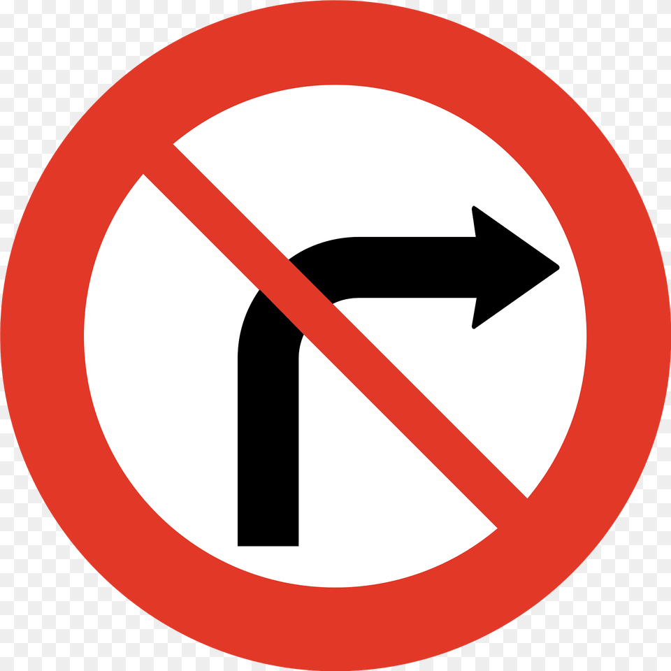 No Right Turn Sign In Norway Clipart, Symbol, Road Sign Free Transparent Png