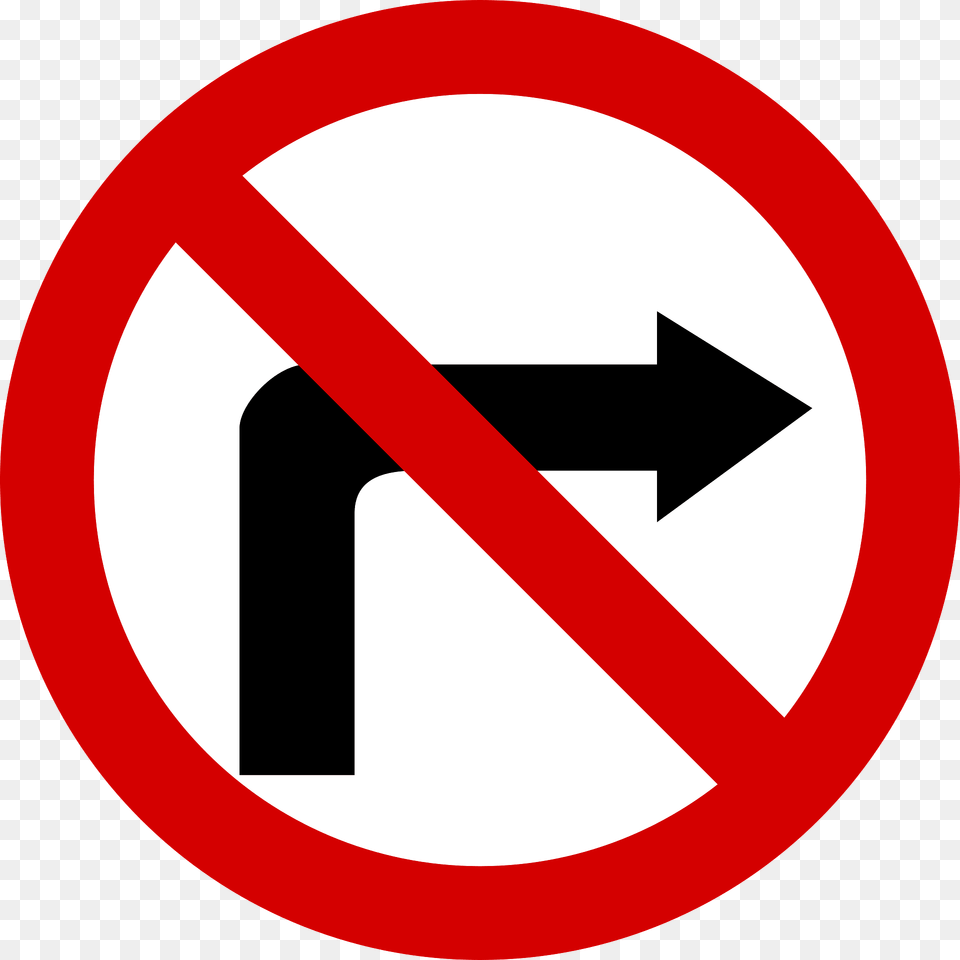 No Right Turn Sign In Poland Clipart, Symbol, Road Sign Png Image