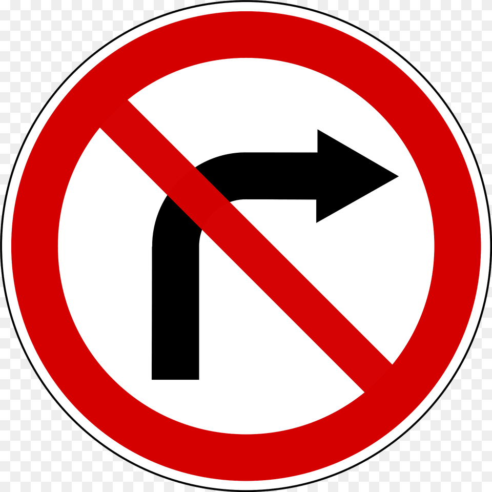 No Right Turn Sign In Slovenia Clipart, Symbol, Road Sign Free Png Download