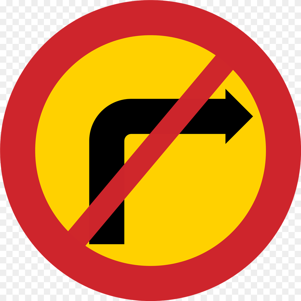 No Right Turn Sign In Sweden Clipart, Symbol, Road Sign Png