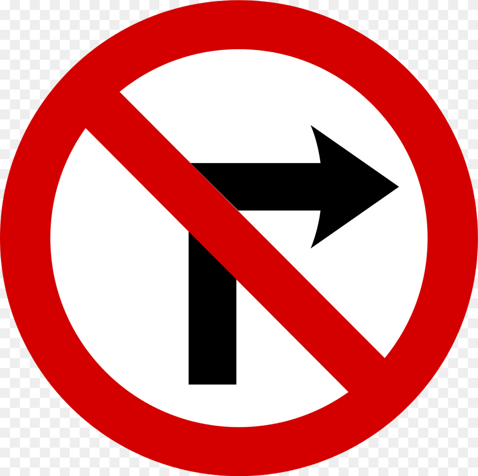 No Right Turn Traffic Sign, Symbol, Road Sign Png Image