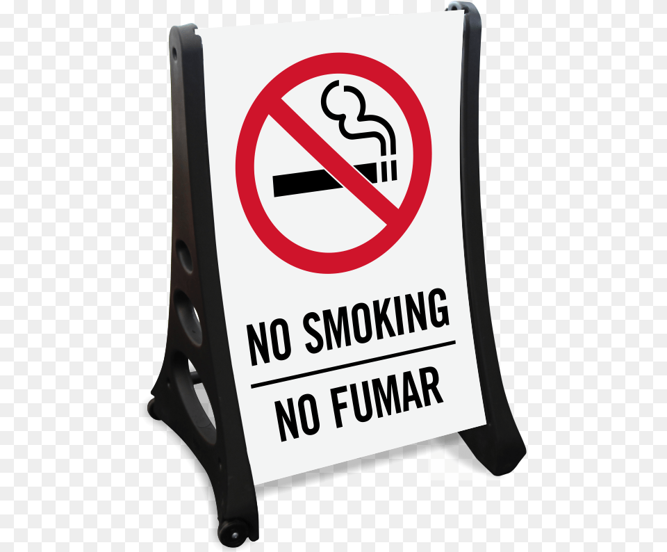No Smoking Bilingual Sidewalk Sign No Smoking In The Building, Symbol, Gas Pump, Machine, Pump Free Transparent Png
