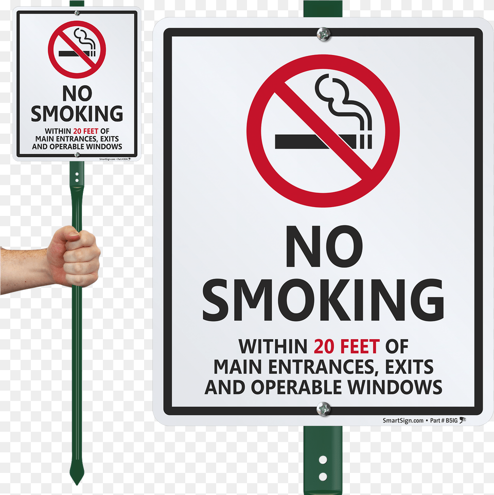 No Smoking Within 20 Feet Sign Stake No Dog Poop Lawn Sign, Symbol, Road Sign, Baby, Person Free Png Download