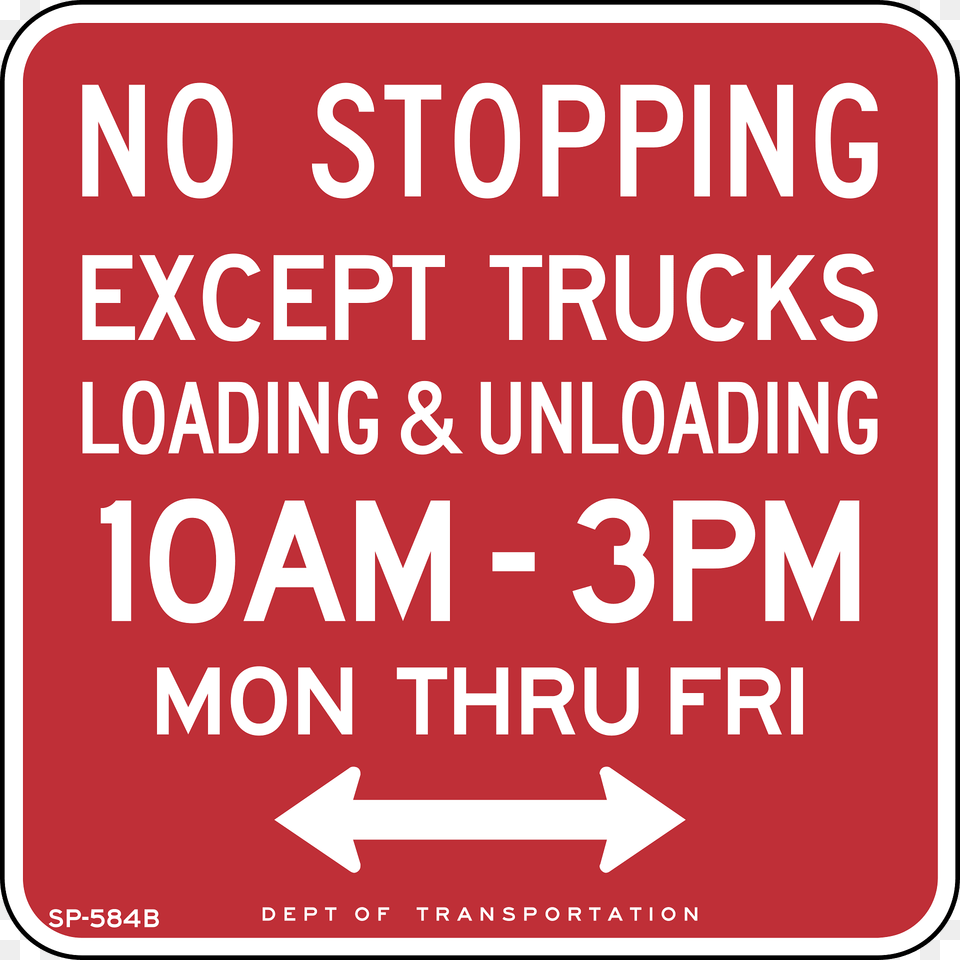 No Standing Except Delivery Trucks Time Restricted New York City Clipart, Sign, Symbol, First Aid, Road Sign Free Png