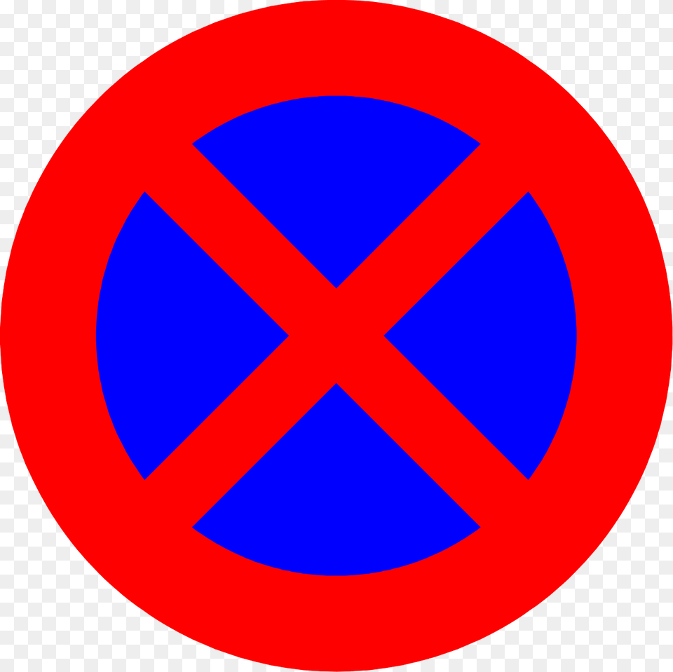 No Stopping Sign In Belgium Clipart, Symbol, Road Sign Free Png