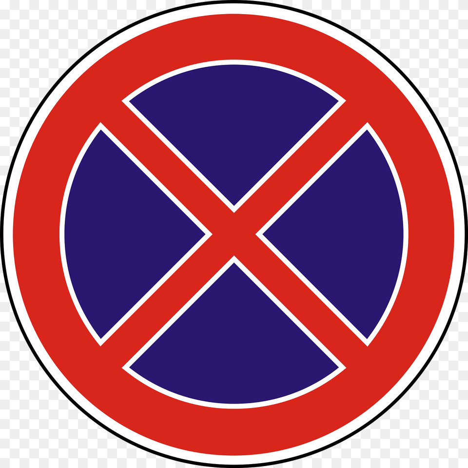No Stopping Sign In Hungary Clipart, Symbol, Road Sign Free Png
