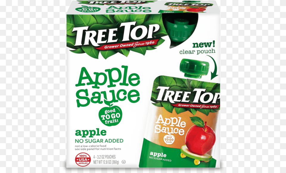 No Sugar Added Apple Sauce Tree Top Applesauce Pouch, Advertisement, Beverage, Juice, Poster Png Image