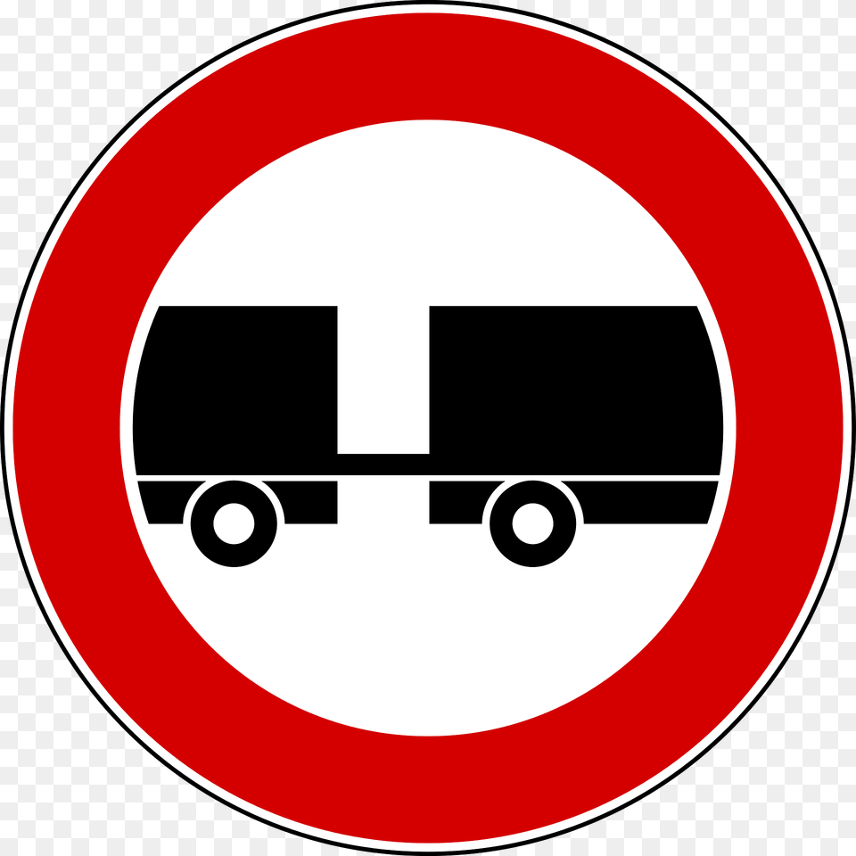 No Trailers Sign In Italy Clipart, Symbol, Road Sign, Disk Free Png