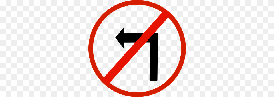 No Turn Left Sign, Symbol, Road Sign Free Png Download