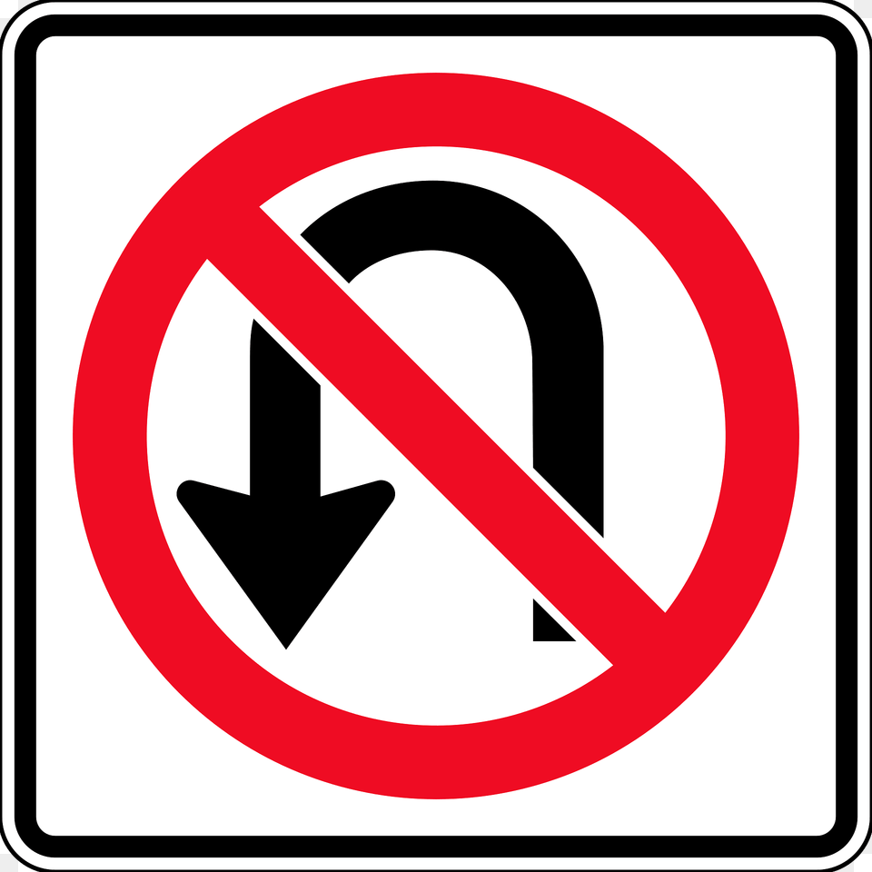 No U Turn Sign In British Columbia Clipart, Symbol, Road Sign Free Png
