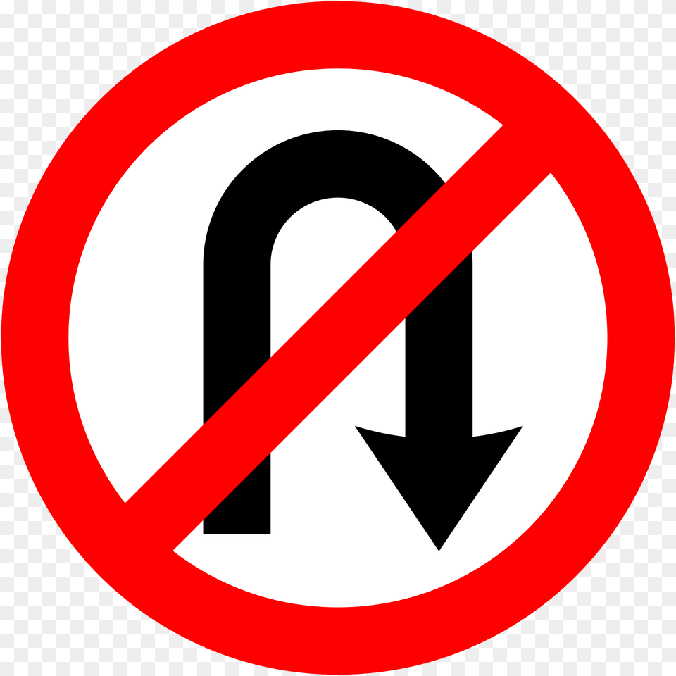 No U Turn Sign In Ireland Clipart, Symbol, Road Sign Png Image