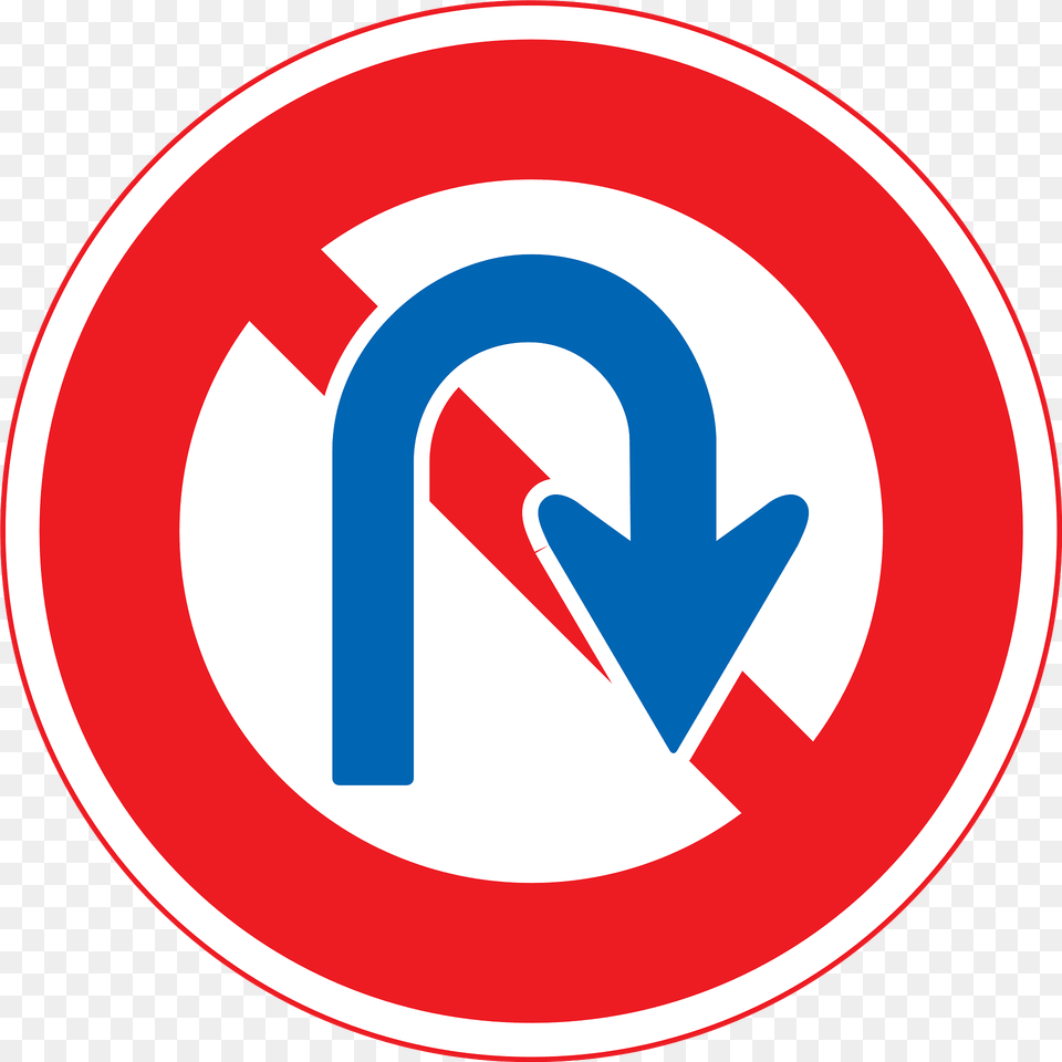 No U Turn Sign In Japan Clipart, Symbol, Road Sign, First Aid Png Image