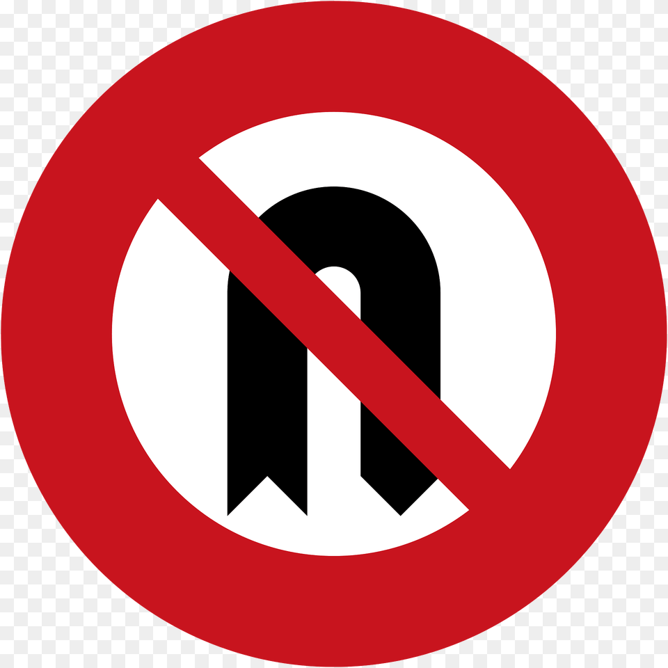 No U Turn Sign In Malaysia Clipart, Symbol, Road Sign, Disk Free Png