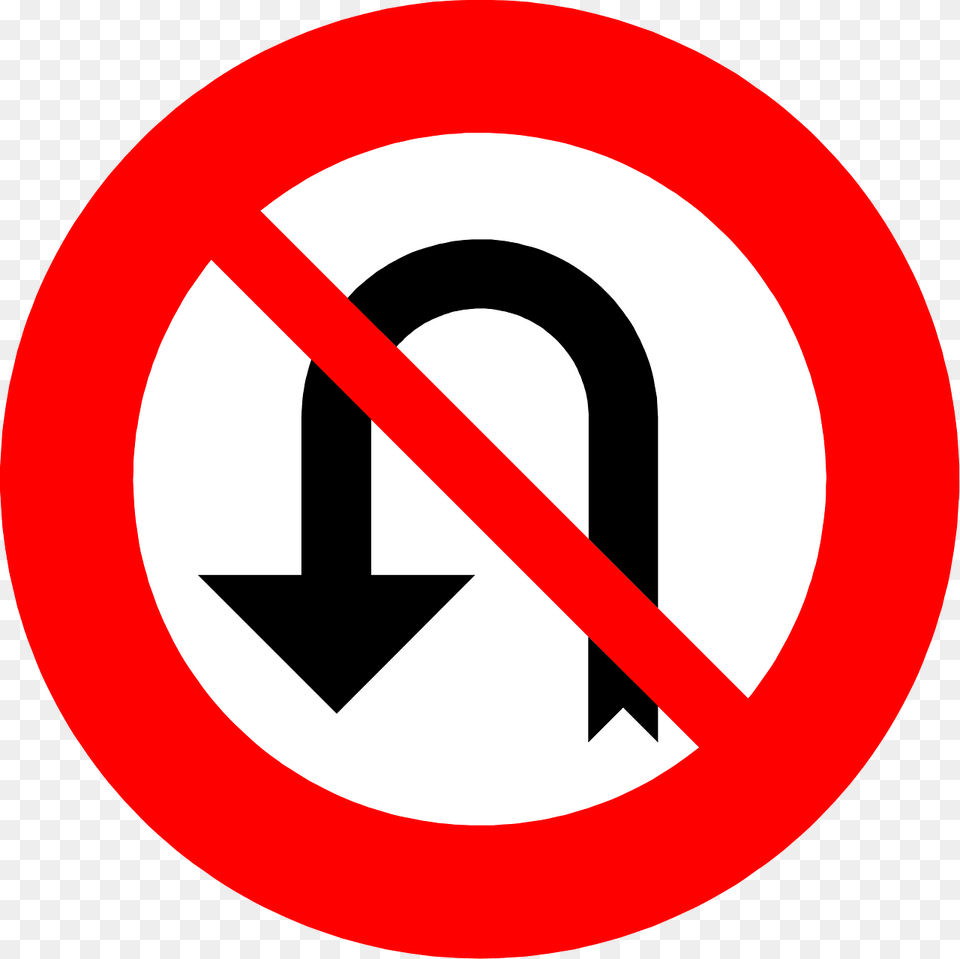 No U Turns Sign In Belgium Clipart, Symbol, Road Sign Png Image