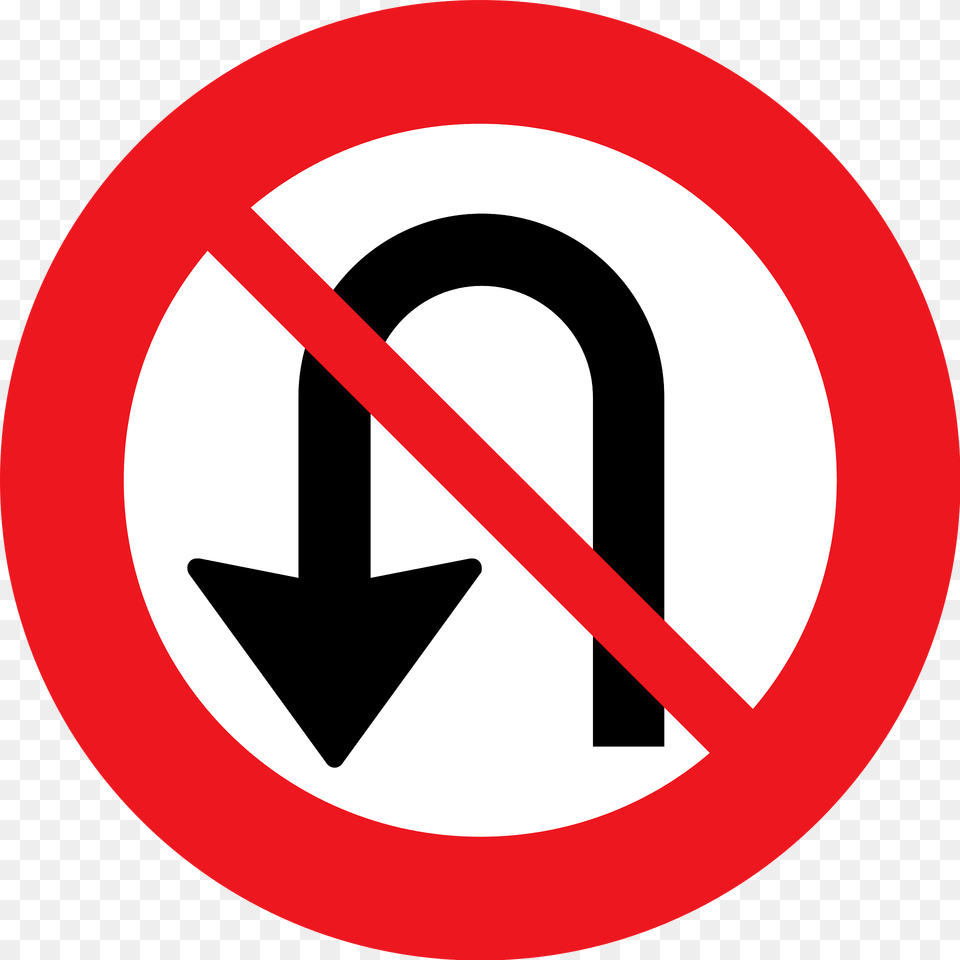 No U Turns Sign In Denmark Clipart, Symbol, Road Sign Png
