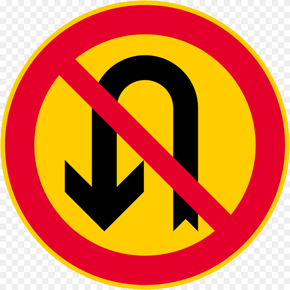 No U Turns Sign In Finland Clipart, Symbol, Road Sign Free Png
