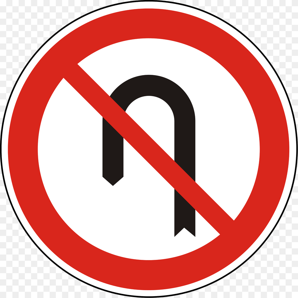 No U Turns Sign In Hungary Clipart, Symbol, Road Sign Free Transparent Png
