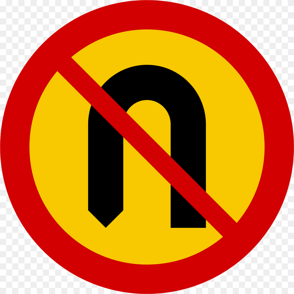 No U Turns Sign In Iceland Clipart, Symbol, Road Sign Free Png Download