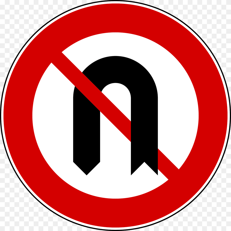 No U Turns Sign In Italy Clipart, Symbol, Road Sign Free Transparent Png