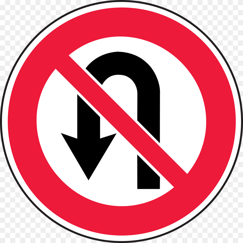 No U Turns Sign In Latvia Clipart, Symbol, Road Sign Png
