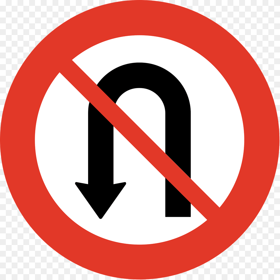 No U Turns Sign In Norway Clipart, Symbol, Road Sign Free Transparent Png