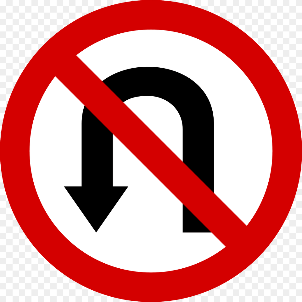 No U Turns Sign In Poland Clipart, Symbol, Road Sign Free Png
