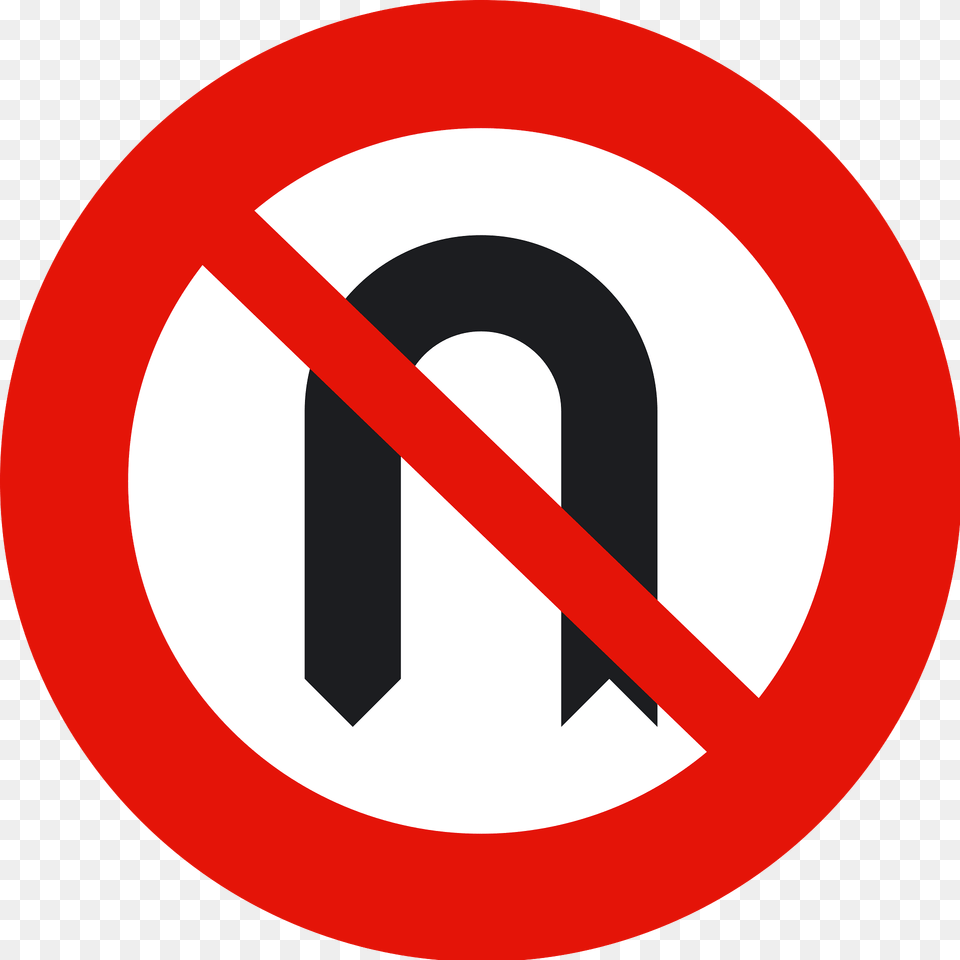 No U Turns Sign In Spain Clipart, Symbol, Road Sign Free Png Download