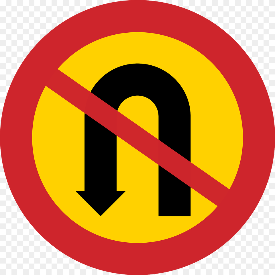 No U Turns Sign In Sweden Clipart, Symbol, Road Sign Free Png Download