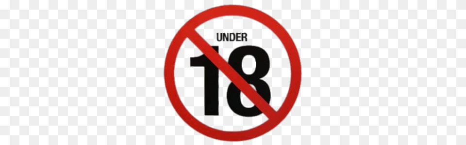 No Under 18s Age Restriction, Sign, Symbol, Road Sign, Disk Png
