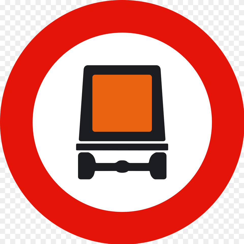 No Vehicles Carrying Dangerous Goods Sign In Spain Clipart, Symbol, Road Sign, Disk, Electronics Free Transparent Png