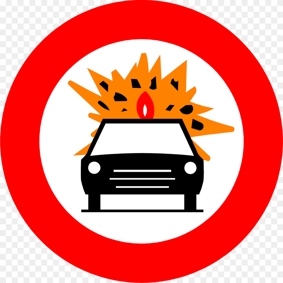 No Vehicles Carrying Explosives Sign In Belgium Clipart, Symbol, Car, Transportation, Vehicle Free Png