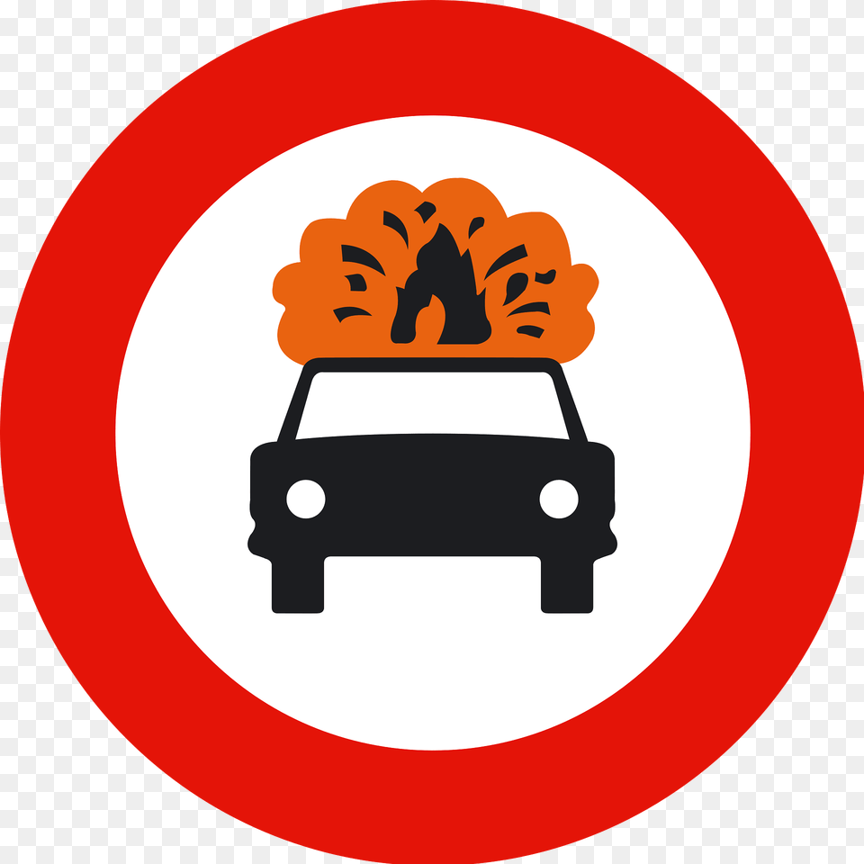 No Vehicles Carrying Explosives Sign In Spain Clipart, Symbol, Sticker, Baby, Transportation Free Png Download