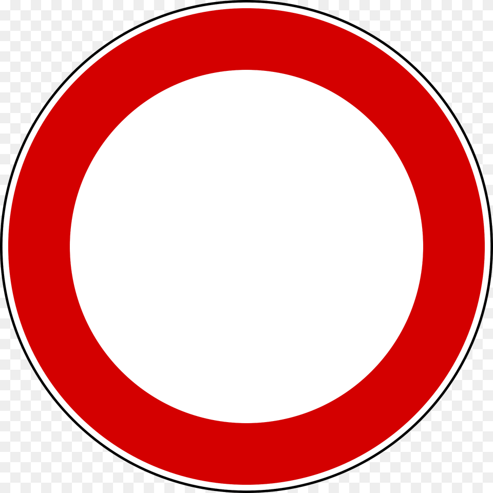 No Vehicles Sign In Italy Clipart, Symbol, Road Sign, Disk Free Png Download