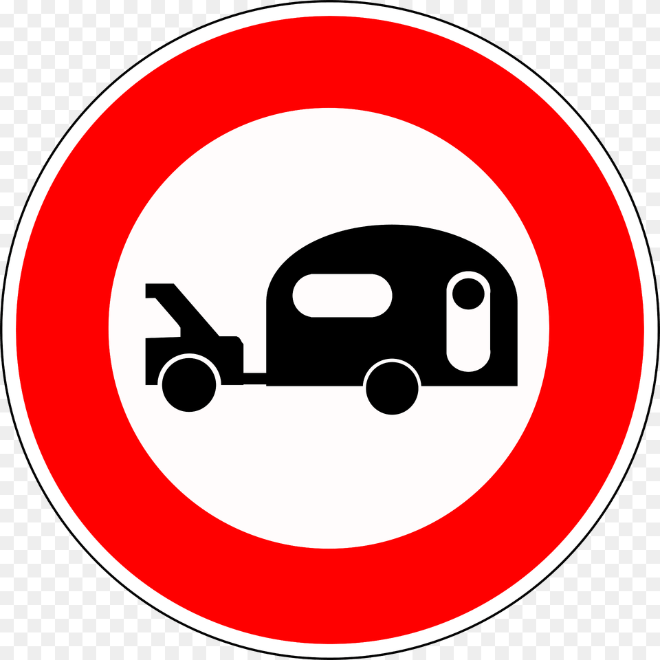 No Vehicles Towing Caravans Clipart, Sign, Symbol, Road Sign, Disk Free Png Download