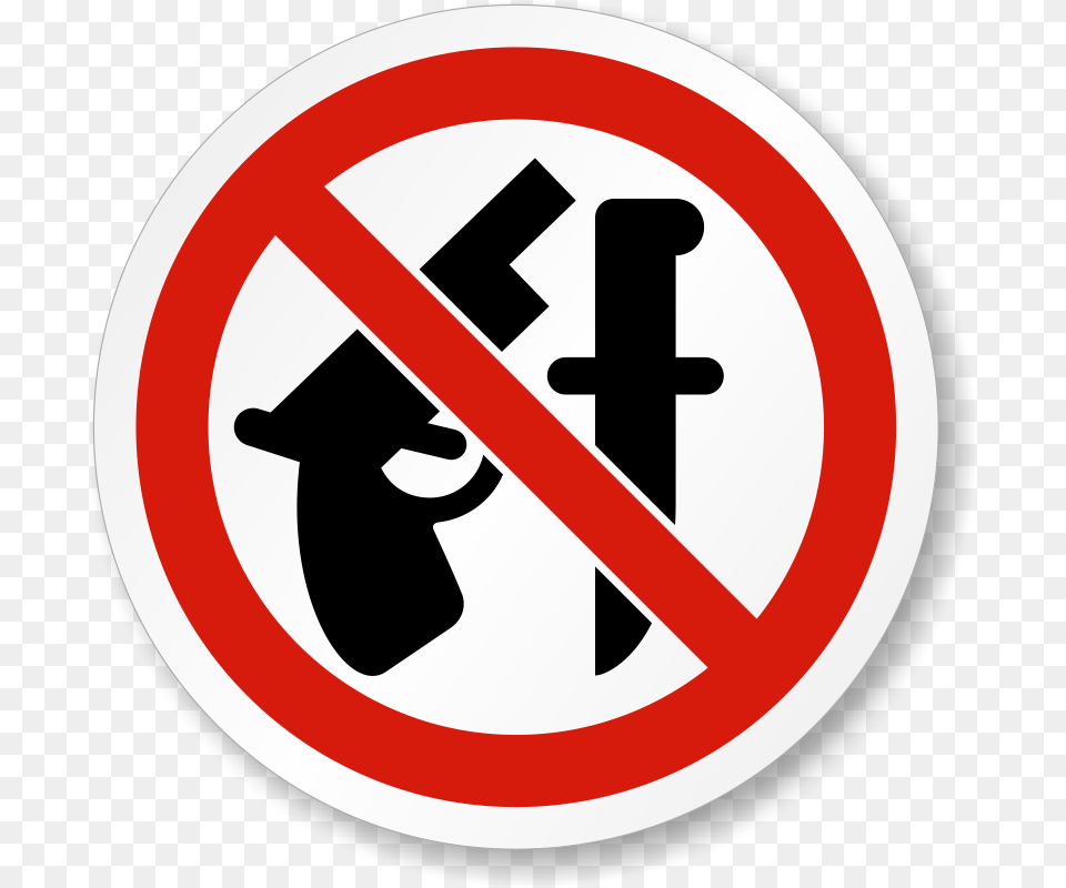 No Weapons Allowed Iso Prohibition Safety Symbol Label No Concealed Weapons Sign, Road Sign Png Image