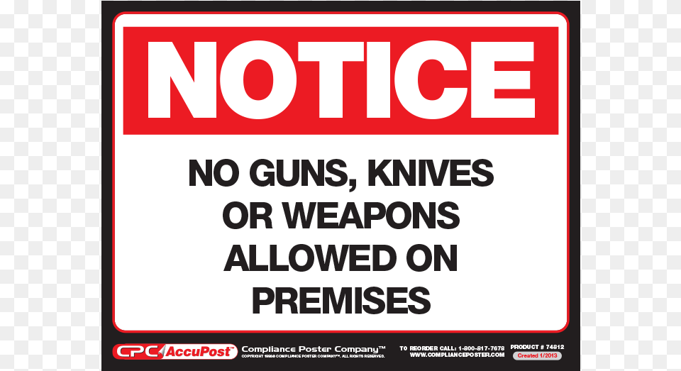 No Weapons Poster Seton Osha Notice Signs Notice No Guns Knives Or, Advertisement, First Aid Free Png Download